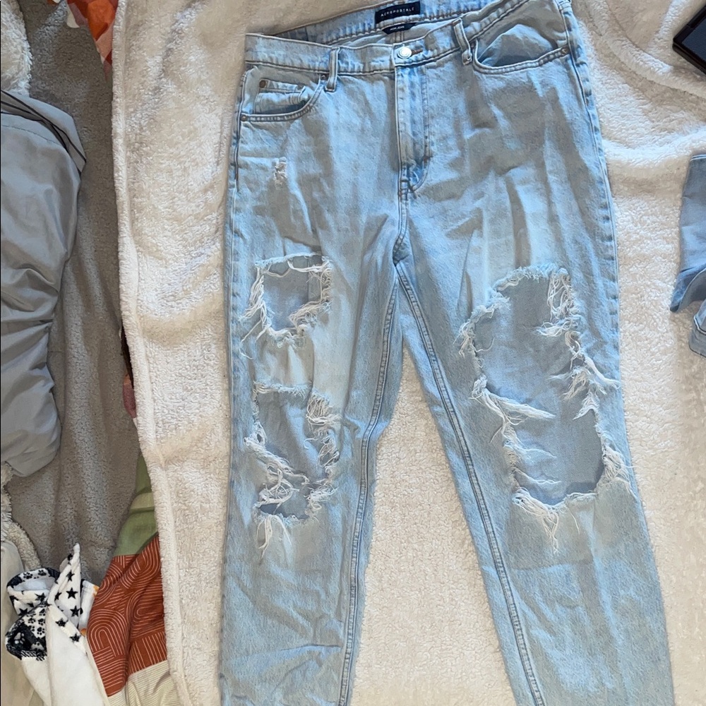 Aeropostale Ripped Light Blue Boyfriend Jeans